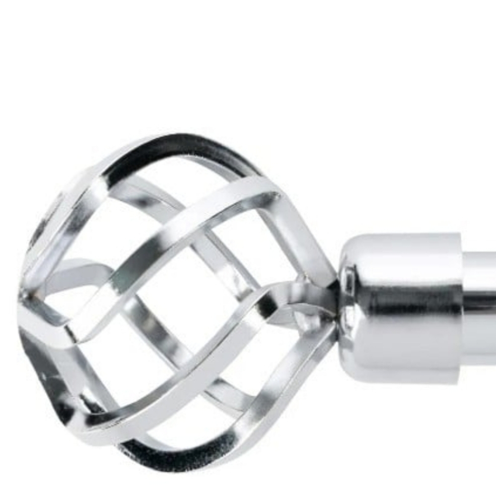 Decorative 2 Piece Polished Chrome Metal Curtain Finials